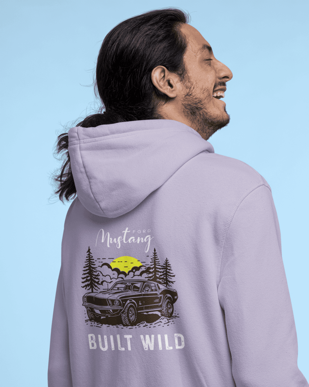 Unisex Lavender Wild Mustang Hoodie Graphic Printed Oversized T-shirt