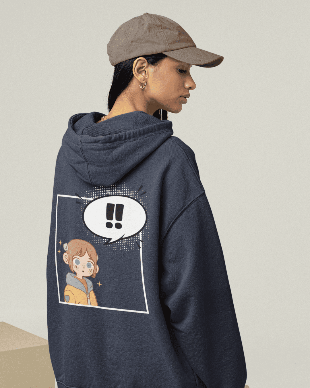 Unisex Blue Cartoon Character Graphic Printed Oversized Hoodie