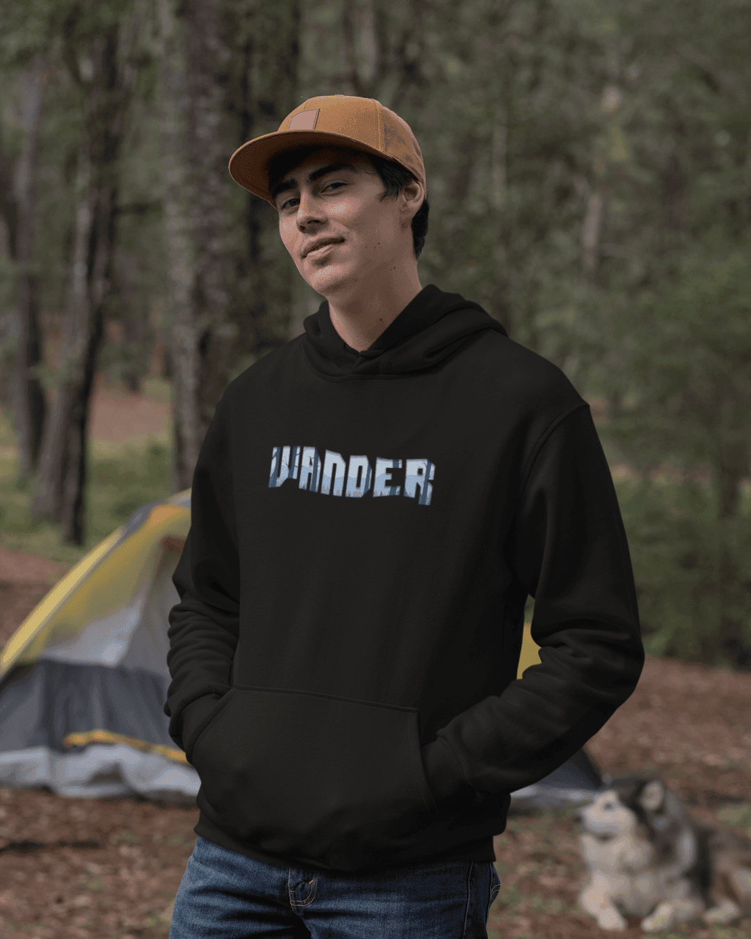 Unisex Black "Wander" Graphic Printed Casual Hoodie for Outdoor Adventures
