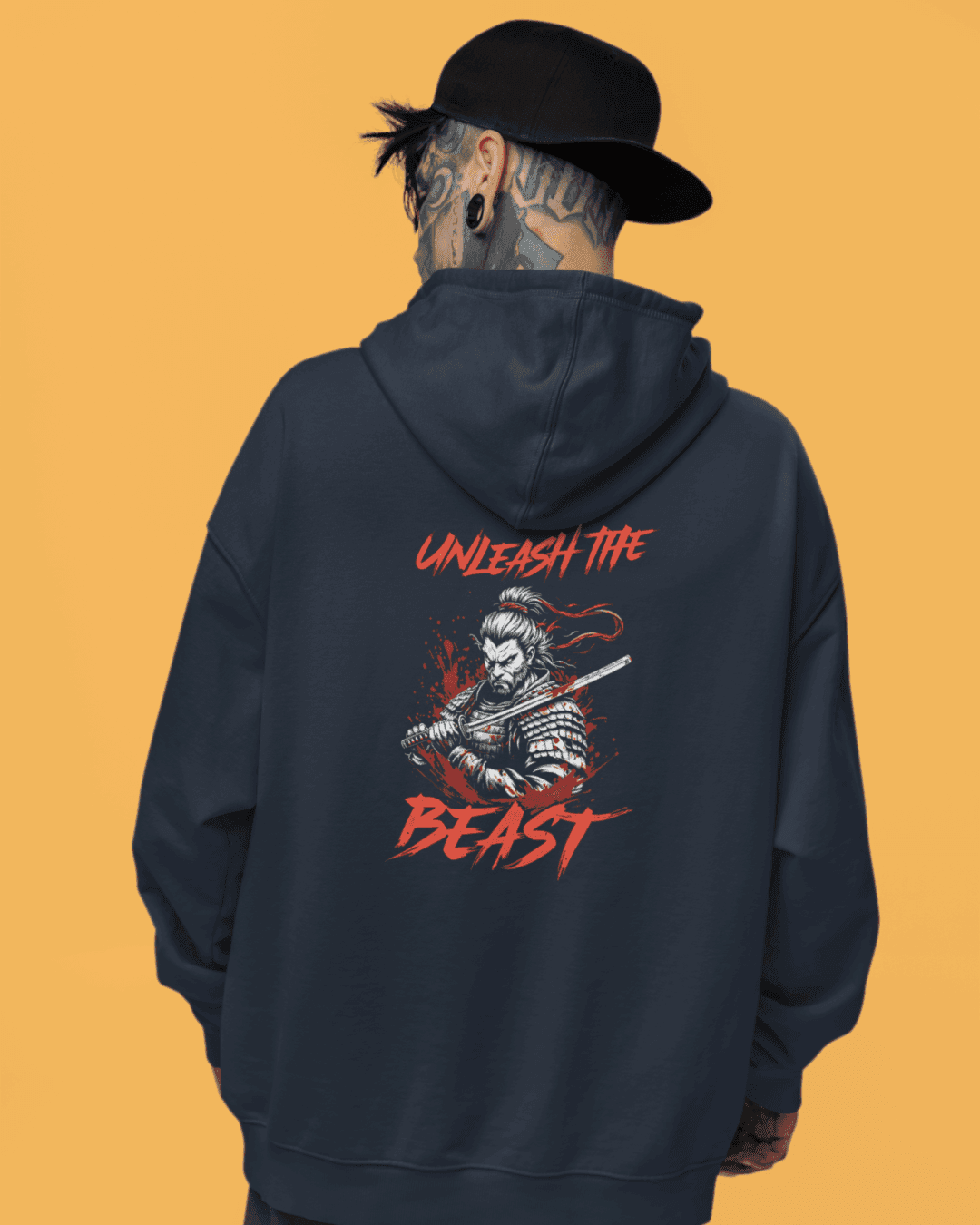 Unisex Blue Graphic Printed Oversized Casual Hoodie
