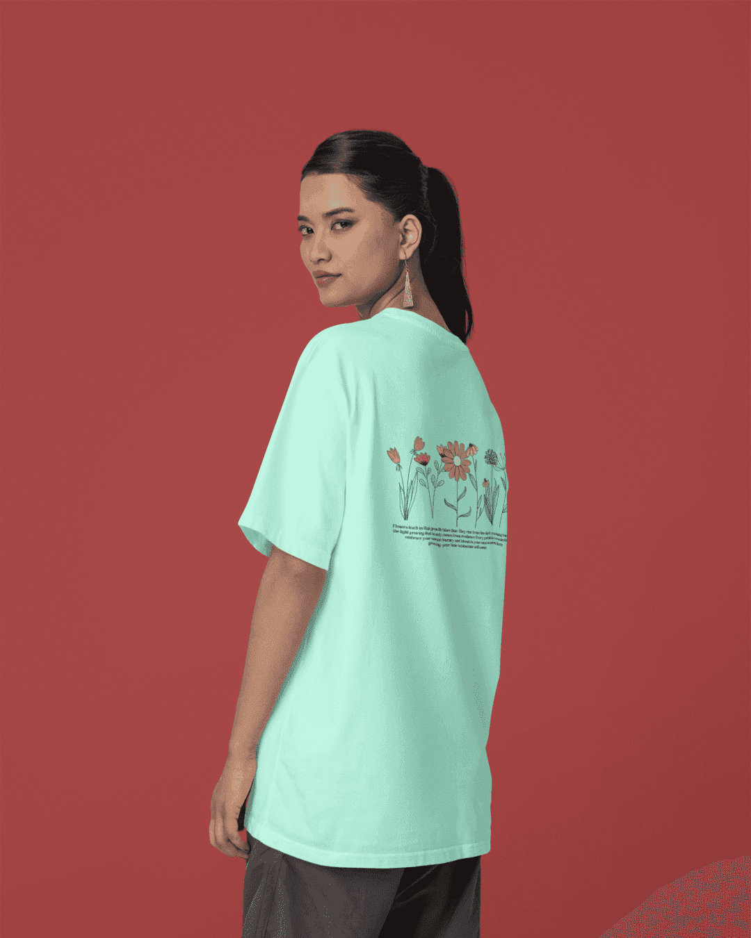 Unisex Mint Oversized T-Shirt BLOOM WITH GRACE